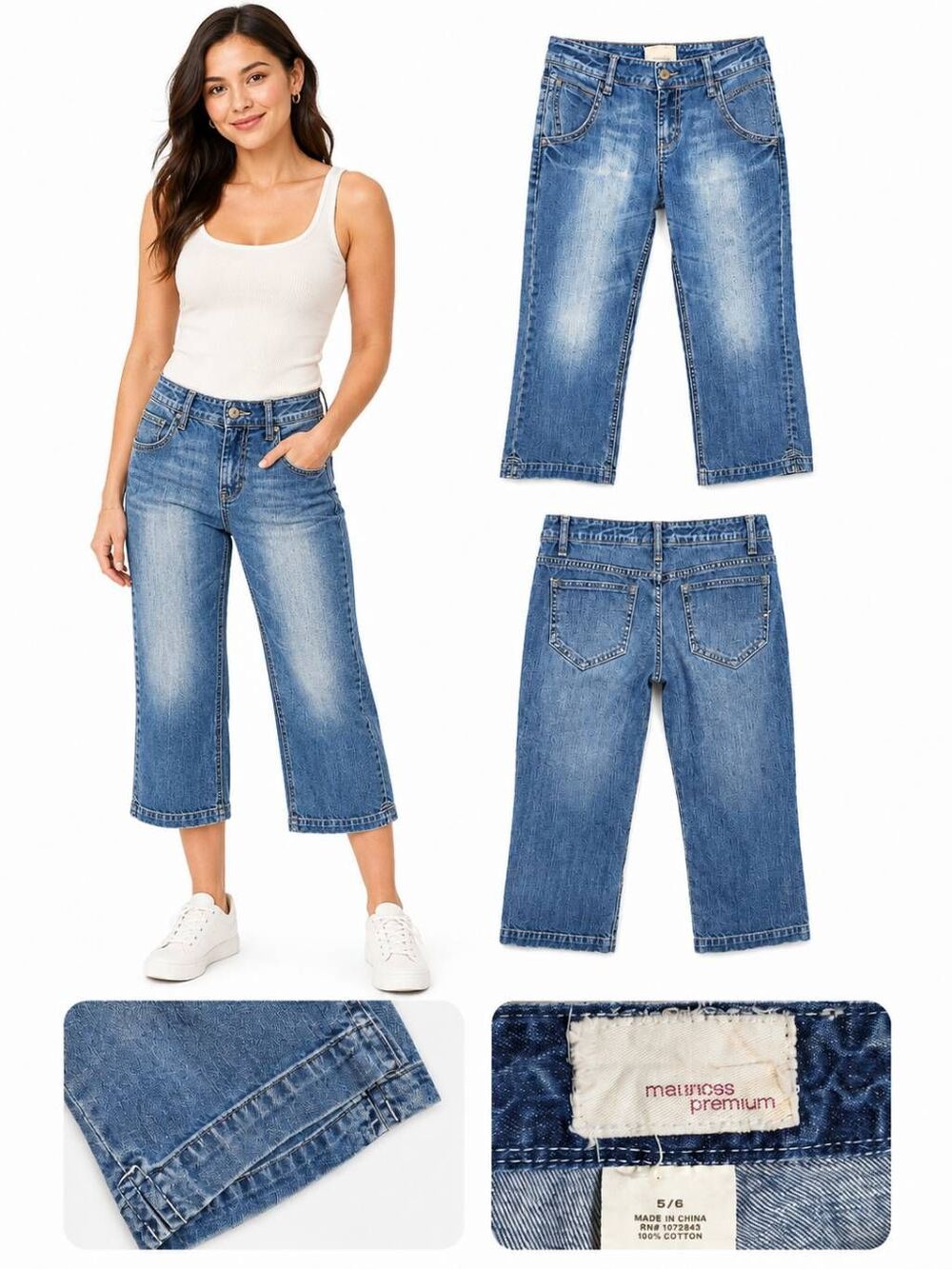 Maurices 5/6 Premium Capri Jeans Cropped Straight Denim